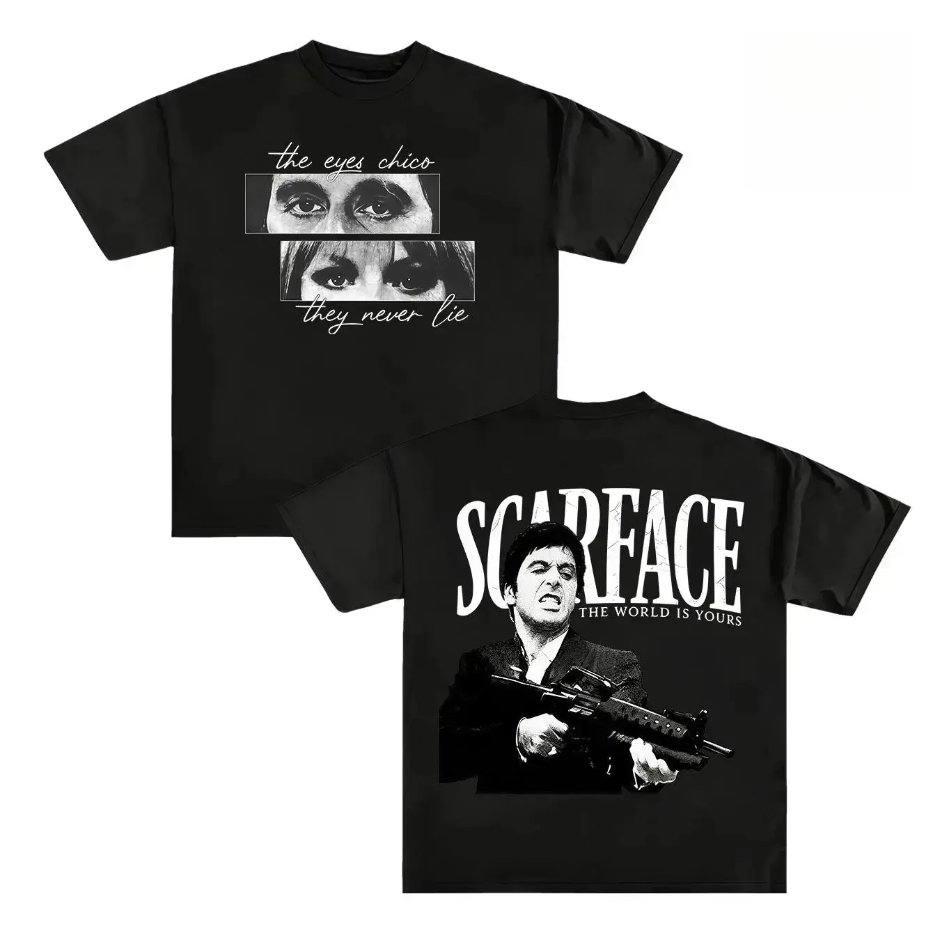 Scarface Men's Graphic T-Shirt, Vintage Movie Inspired 100% Cotton Tee for Casual Streetwear, Regular Fit Sports Top, Mens Clothing, Short Sleeve, Unisex, Xs-Xxxl, Xxl
