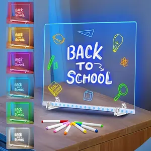 RGB Electronic Whiteboard with 7-Color Marker System & USB- Operation - Suitable for Office, 7-Level Brightness, Desktop Board with Marker Holders, USB- Display for Drawing Board, Night Light, Gifts