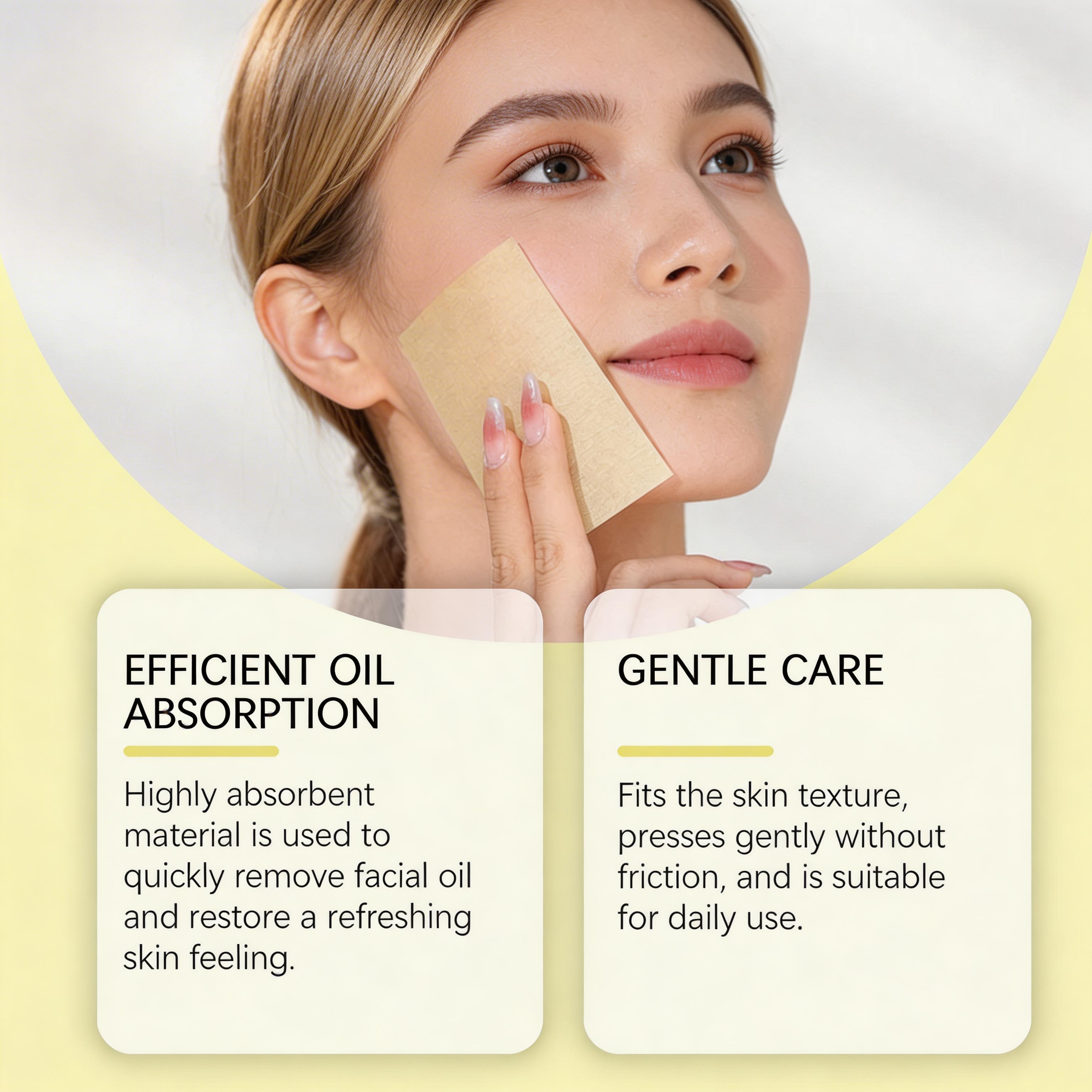 OUHOE Oil Blotting Sheets (Gardenia), Cellulose & Kaolin Dual Oil Control, Gardenia Extract Brightening + Vitamin E Antioxidant, Makeup-Friendly No Powder Removal, Soft for Oily Skin