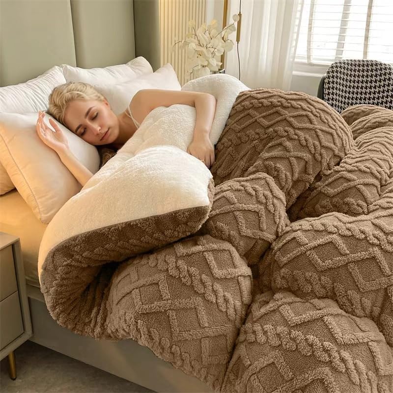 Fall-Winter Hit! Queen Size 3Pcs Faux Fur Down Comforter Set | Velvet Leaf Embossed, Thermo-Lock No Leakage, Anti-Static & Machine Washable | Plush Warm Bedding Bedroom Essentials Fall-Winter Hit! Queen Size 3Pcs Faux Fur Down Comforter Set | Velvet Leaf Embossed, Thermo-Lock No Leakage, Anti-Static & Machine Washable | Plush Warm Bedding Bedroom Essentials
