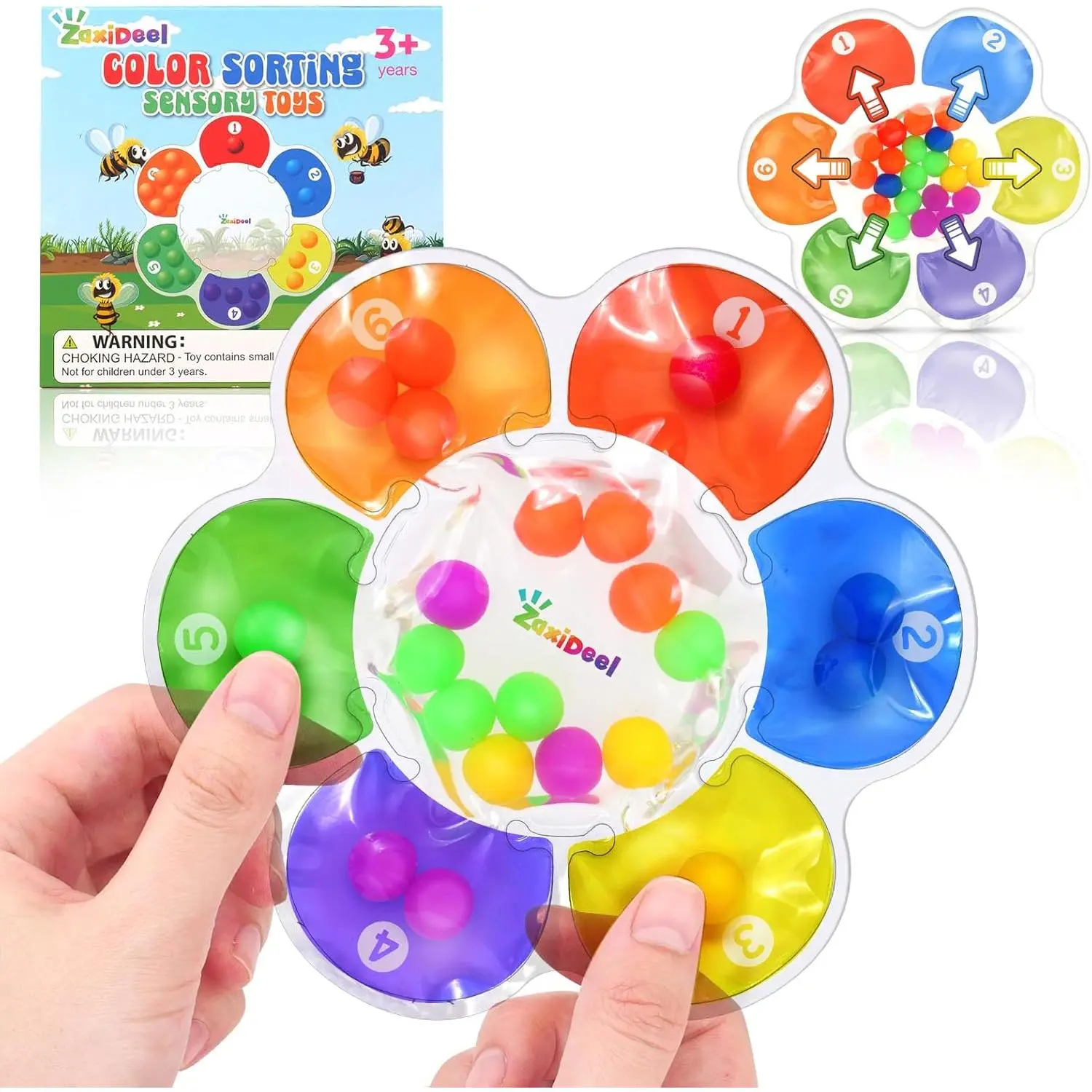 Sensory Toys Color Sorting Toys: Quiet Fidgets for Classroom Montessori Toy for Toddlers, Preschool Learning Activities Calm Dwon Travel Toy for Boys Girls Gifts Ages 3+
