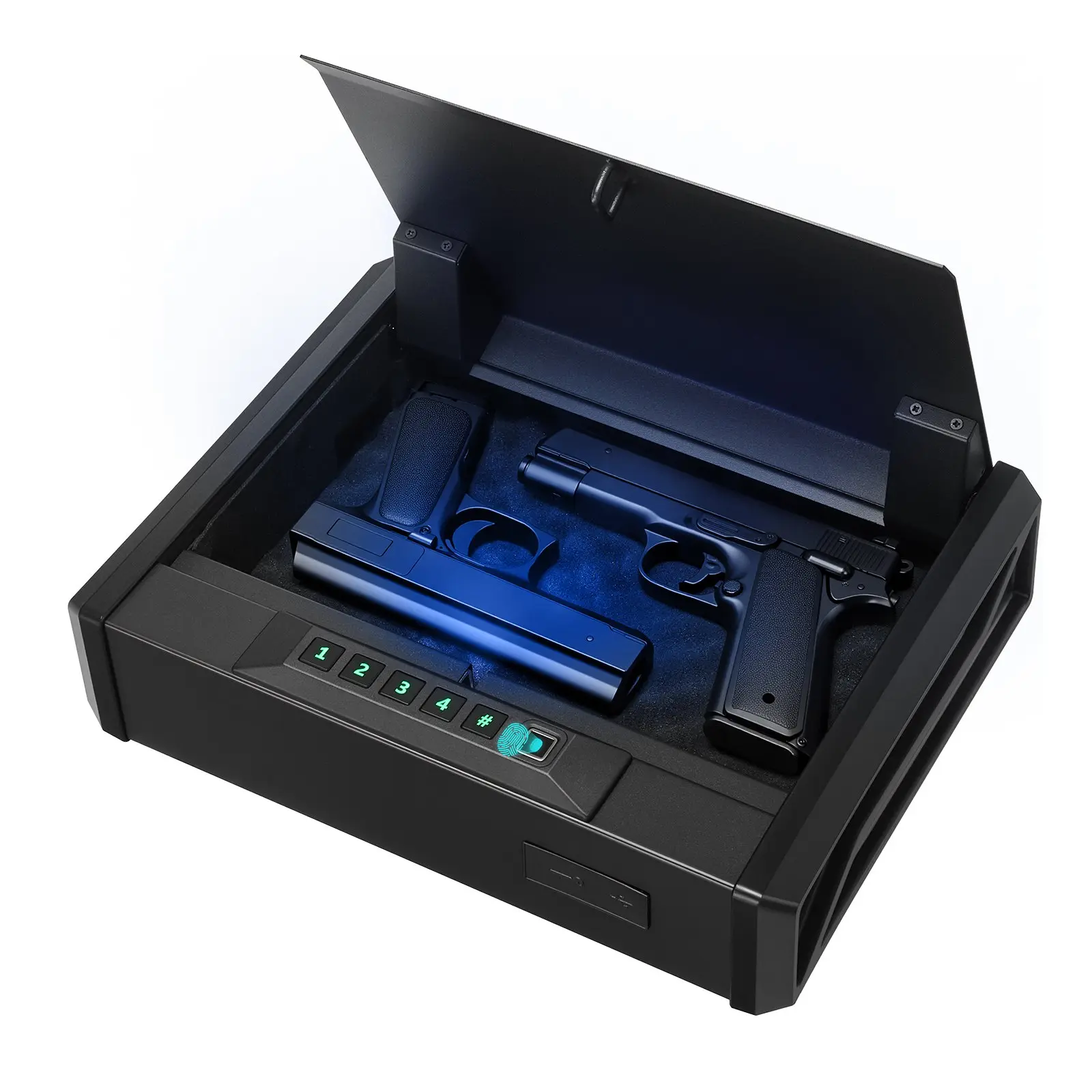 【toolupgrade】VEVOR Heavy Duty Nightstand Safe, Handgun Safe with 3-Way Lock System - Fingerprint, Password, Key - Quick Access Firearm Box with Lighting for 2 Pistols, 2 Magazines, Bedside, Desk, Car