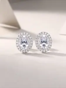 1 pair of fashionable cubic zirconia oval geometry daily matching earrings for women