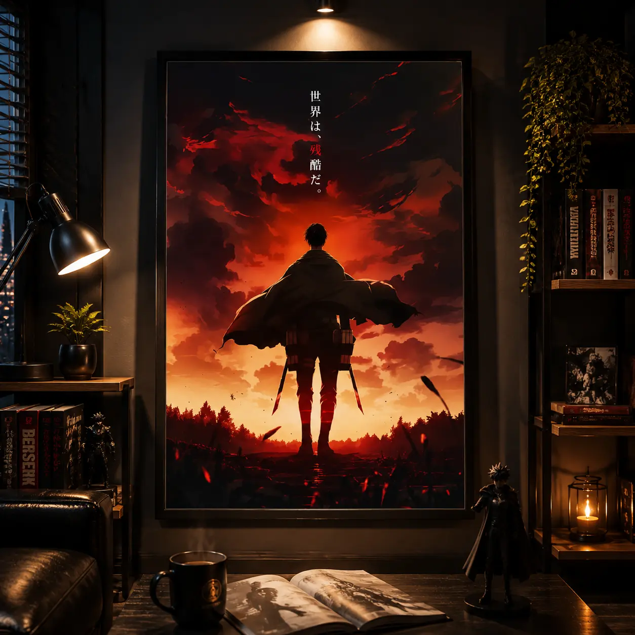 Levi Ackerman Cruel World Attack on Titan Anime Poster, Levi AOT Anime Posters Decor Photo, Canvas Wall Art Print, Japanese Anime Room Decor for Bedroom Dorm Gaming Room Office, Manga Wall Art Gift for Anime Fans, Otaku Decor, Anime Collector Gift