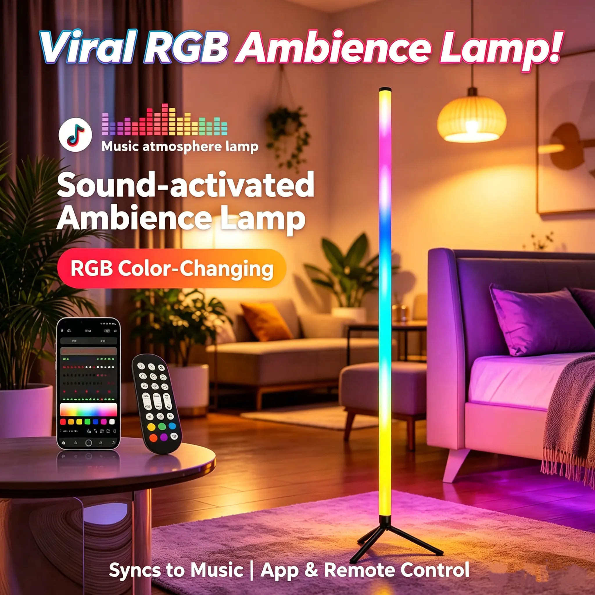 360° Standing LED Corner Lamp with Music Sync, Color Shift, Dual Control & Timer, 16M DIY Colors, Perfect for Living Room/Gaming Room, Smart RGB Floor Lamp summergarden, Room Decor, Colorful Theme Decorative Lights