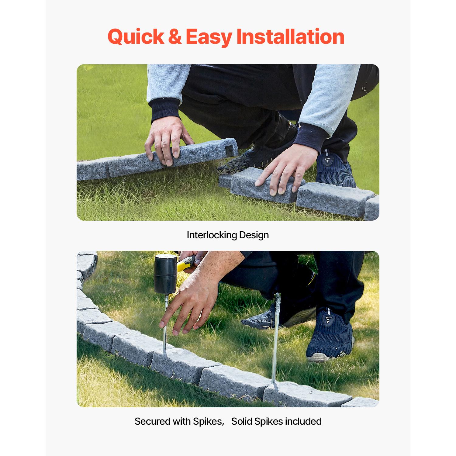 VEVOR Imitation Stone Landscape Lawn Edging Border Fade-Free No Digging Required Small/Medium/Large Beige/Sandstone Grey/Brown Heavy Duty Ballistic Nylon Tool Bag Luminous Resin Christmas Music Box Ornament Carpenter Belt with Suspenders removable zipper