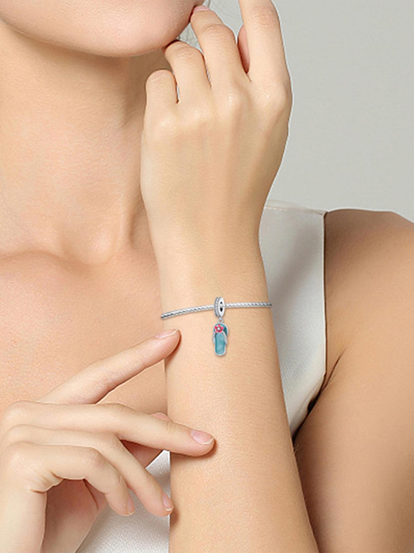 Fashion Flower & Slipper Design Charm, Fashionable Cute Charm for Bracelet & Necklace for Women & Girls, Trendy All-match & Exquisite DIY Jewelry for Birthday Gift