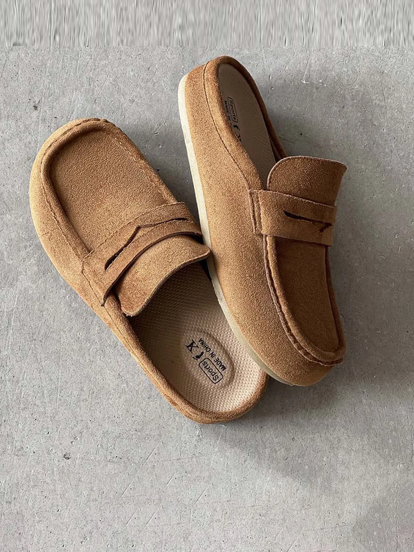 Men's Casual Suede Mule Fashionable Flat Heel Loafers, Backless Slip-On Shoes, Lightweight Soft Sole, Versatile Footwear for Indoor, Outdoor, Commuting