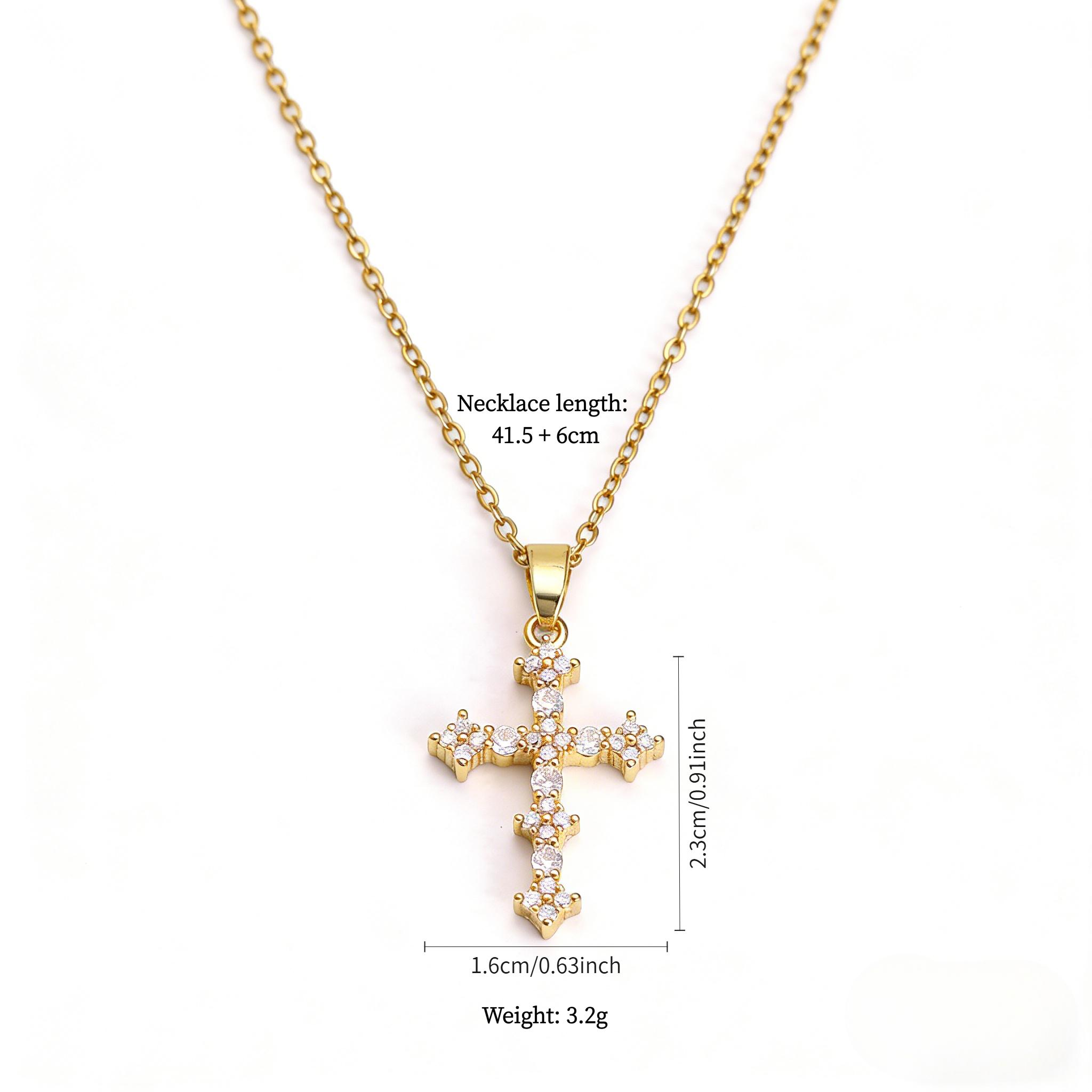 FAITHOPIA CZ Clustered  Necklace for Women, Dainty Zirconia  Pendant Necklace, Faith Jewelry Religious Gift cross