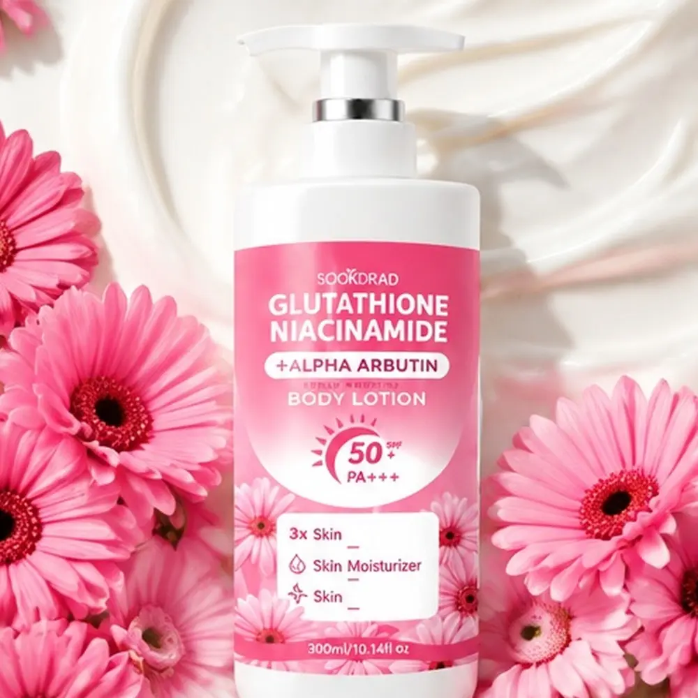 Body Lotion, Glutathione, Niacinamide, Alpha Arbutin, SPF50+, PA+++, Daily Whitening, Skin Moisturizer, Body, 300ml/10.14fl oz