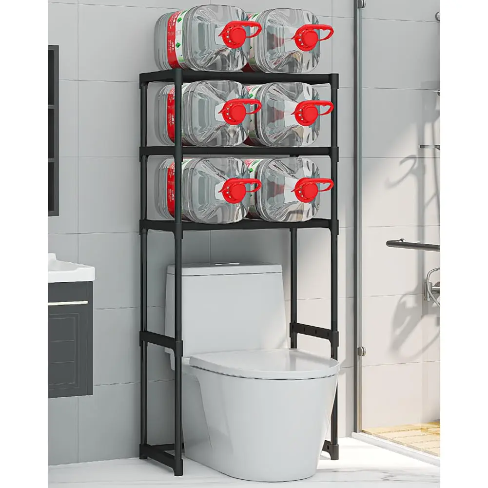 Space-Saving 3-Tier Over the Toilet Storage Rack - Freestanding Bathroom Shelf with Sturdy Iron Frame - Waterproof, Easy Assembly - Great for Bathroom, Laundry Room, Kitchen