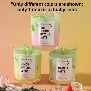 Iced Coffee Cup Scented Candle, 6.8*5.5cm, Faux Ice Cubes, Crystal Clear Jelly Wax, Multiple Colors & Scents, Home Decor, Gift Idea