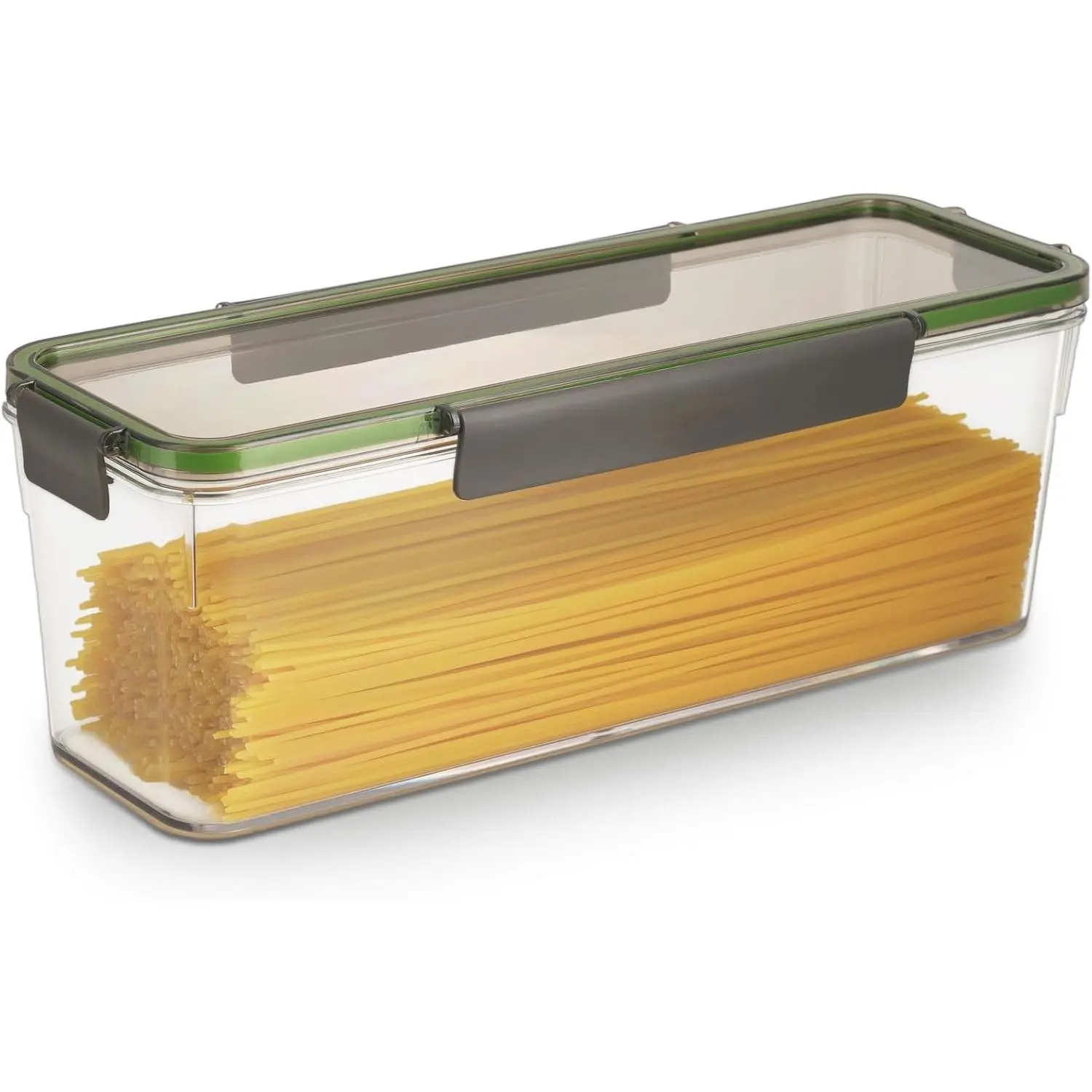 72oz Spaghetti Pasta Storage Container - Clear Plastic Noodle Holder with Airtight Lid Kitchen Pantry Food Storage Organizer for Rice Flour Cereal Oats Cracker Coffee Bean Linguini Lasagna (Square*1)