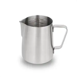 Stainless Steel Milk Frothing Pitcher 12oz/350ml - Espresso Steaming Pitcher for Cappuccino, Latte Art, Coffee Machine Accessories Milk Jug Milk Frother Cup, Matt Silver
