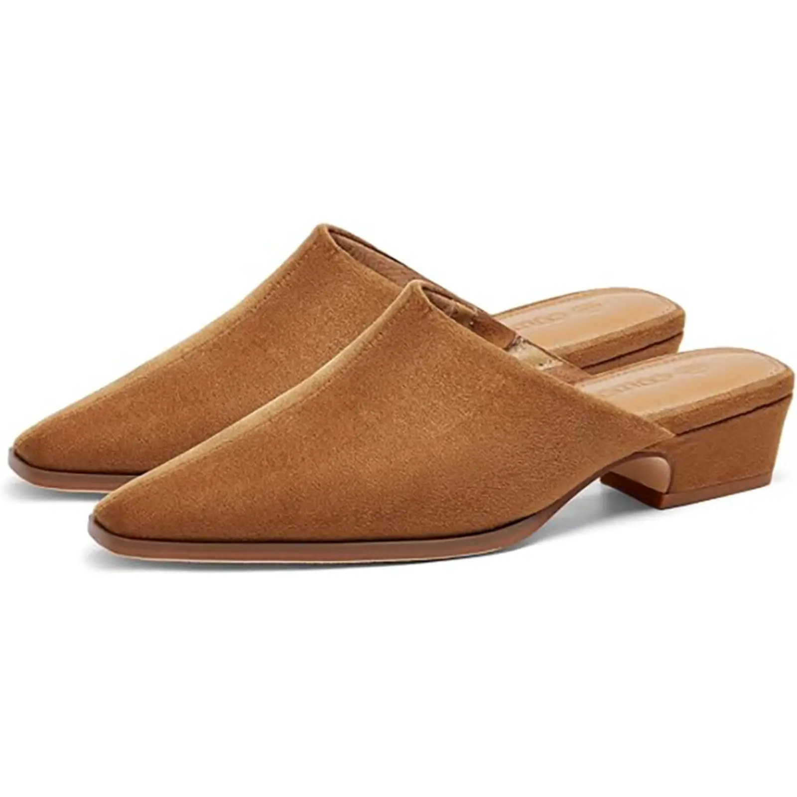 Coutgo Womens Square Toe Mules Slip On Chunky Low Heel Clogs Backless Business Casual Work Slides Shoes