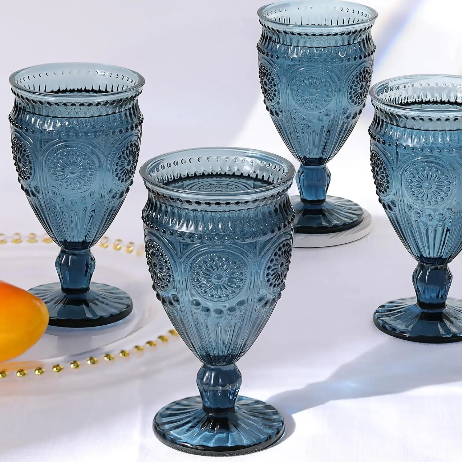 Goblet Goblet Glasses Blue Goblets Wine Goblets Wine Glasses Set of 4 12oz Water Goblets Blue Drinking Glasses for Party Home Wedding