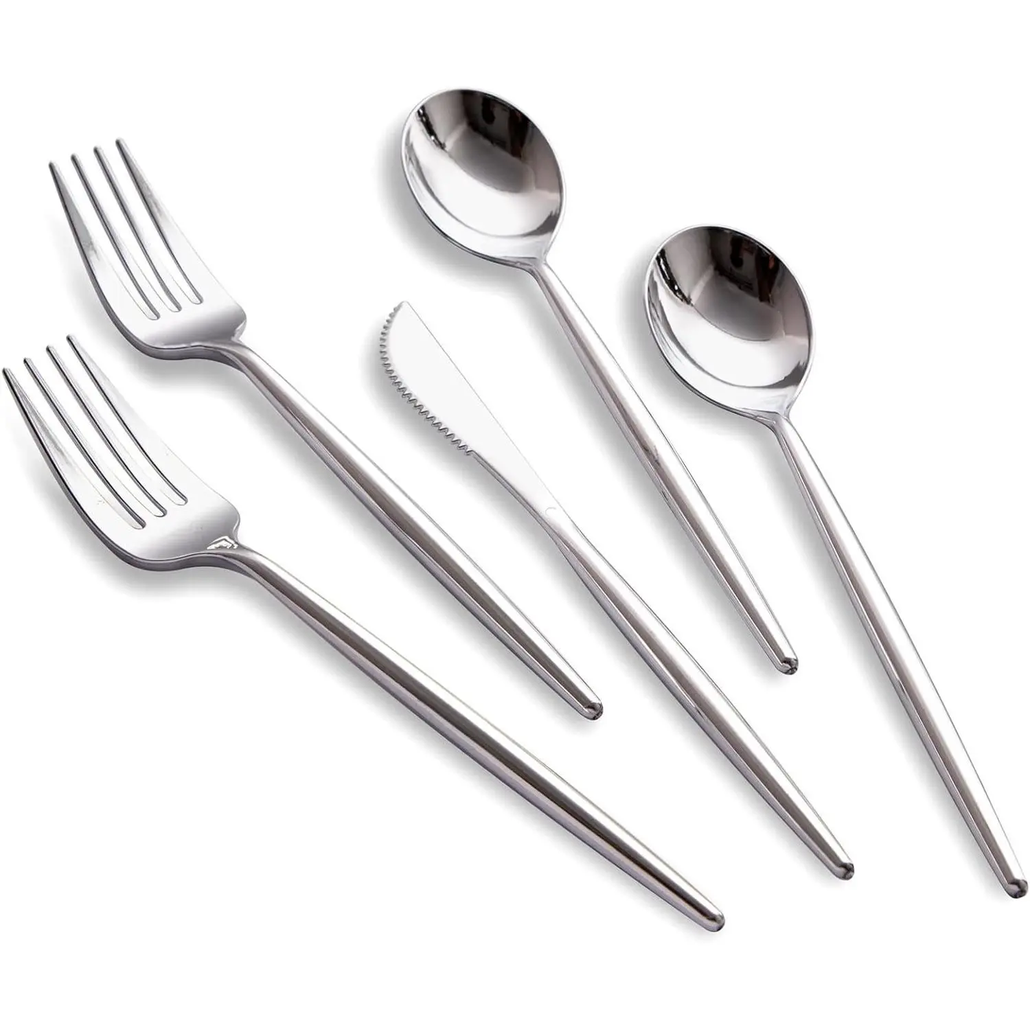 150Pcs Silver Plastic Silverware Set, Heavy Duty Disposable Cutlery - 50 Forks, 50 Spoons, 50 Knives for Party, Wedding & CateringGift