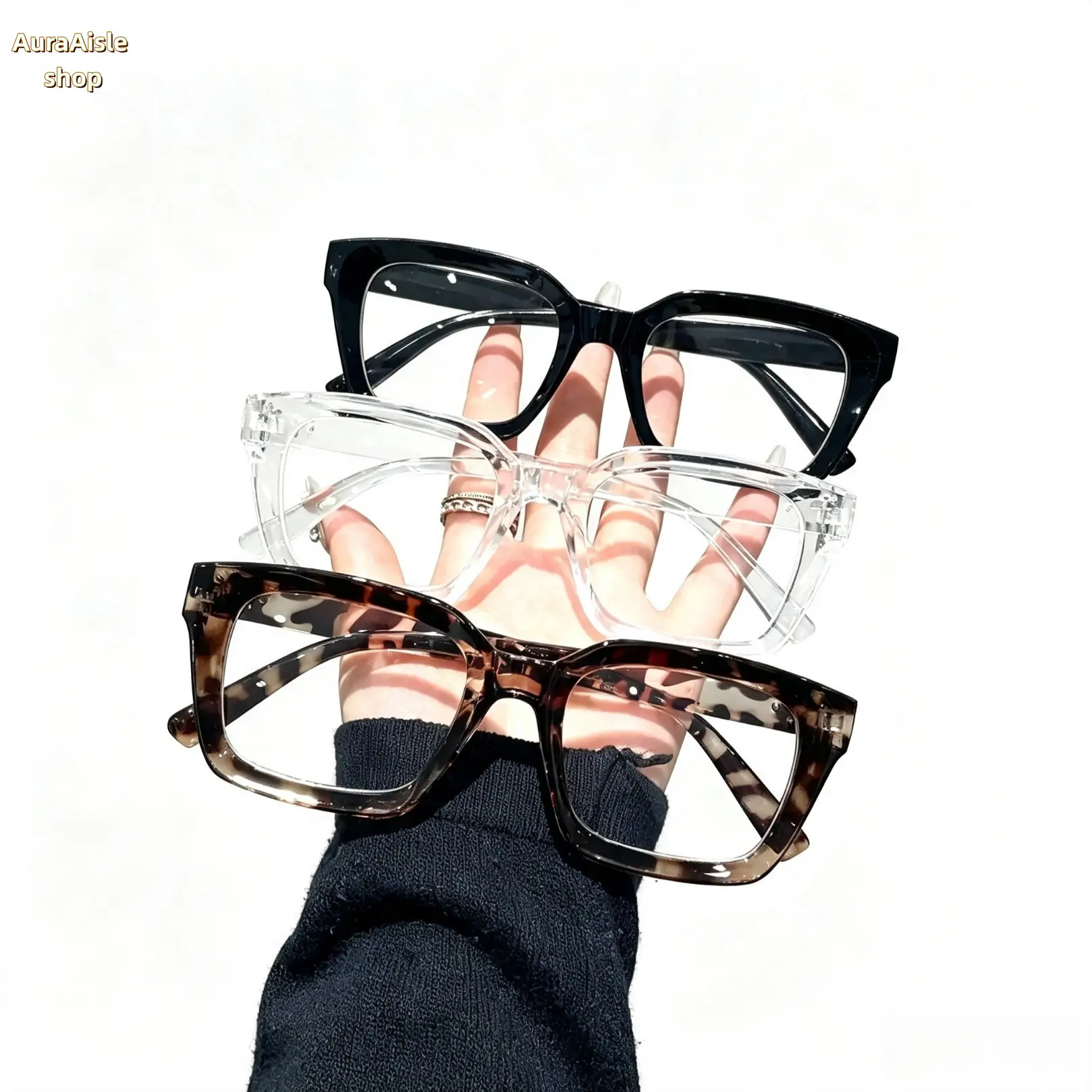 Unisex Square Frame Eyeglasses, Simple Daily Wear Eyewear In Leopard, Clear And Solid Tones, Fashion Geometric Glasses, Lightweight Casual Accessories For Street Look, Travel And Outdoor Daily Occasions