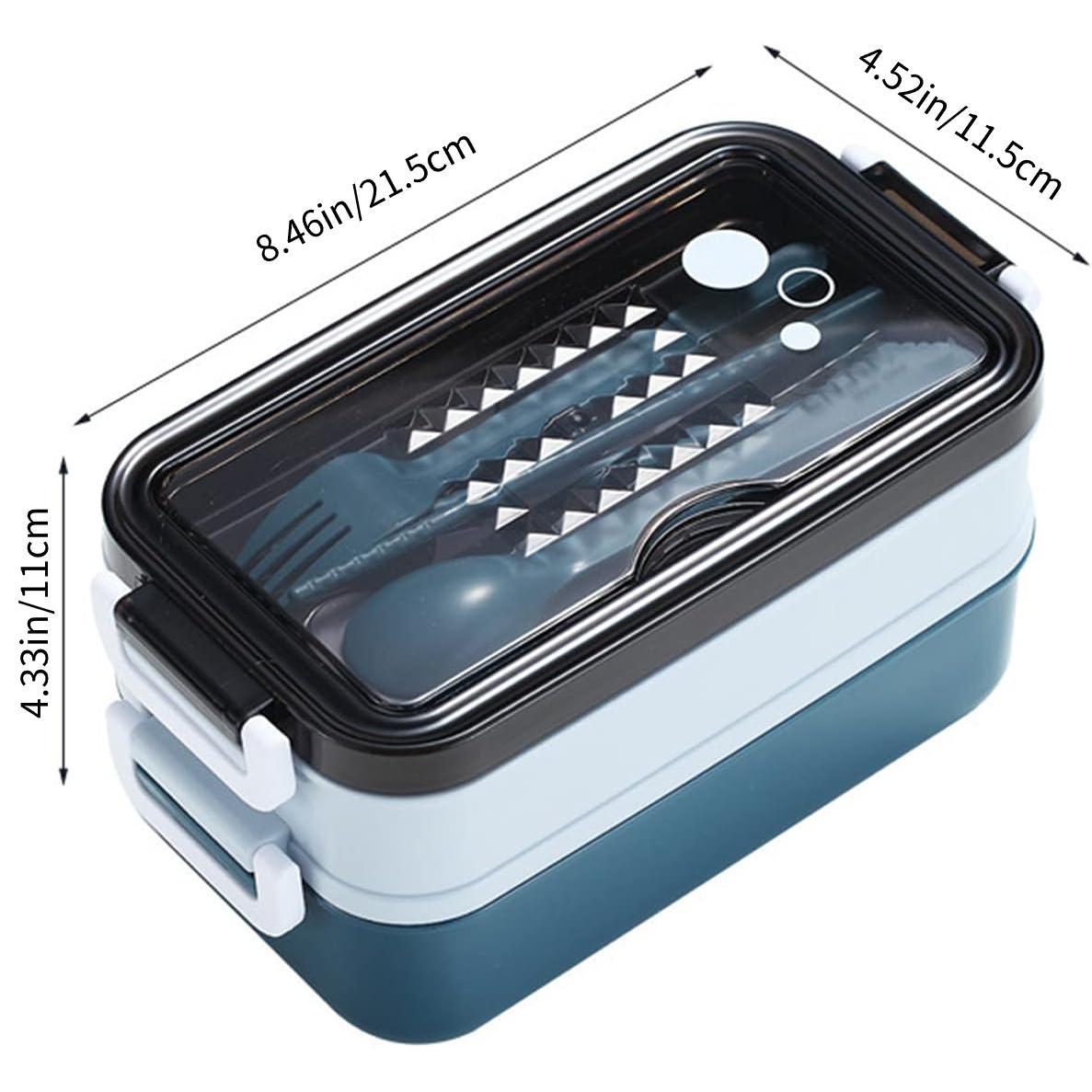 Portable Personal Lunch Box with Cutlery, Large Capacity Double Layer Insulated Lunch Box, Insulated Lunchbox Cooler, Household Kitchen Supplies for School, Office, Picnic, Traveling, Teenagers and Workers, Meal Prep Containers