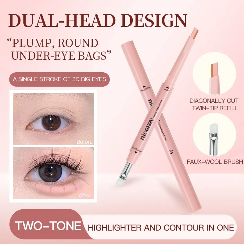Double-Ended Eyeliner Pencil, Brush, Waterproof Sweatproof Long-Lasting, High Pigment Eye Makeup Tool, Perfect for Daily Use & Gift, Eye Pencils