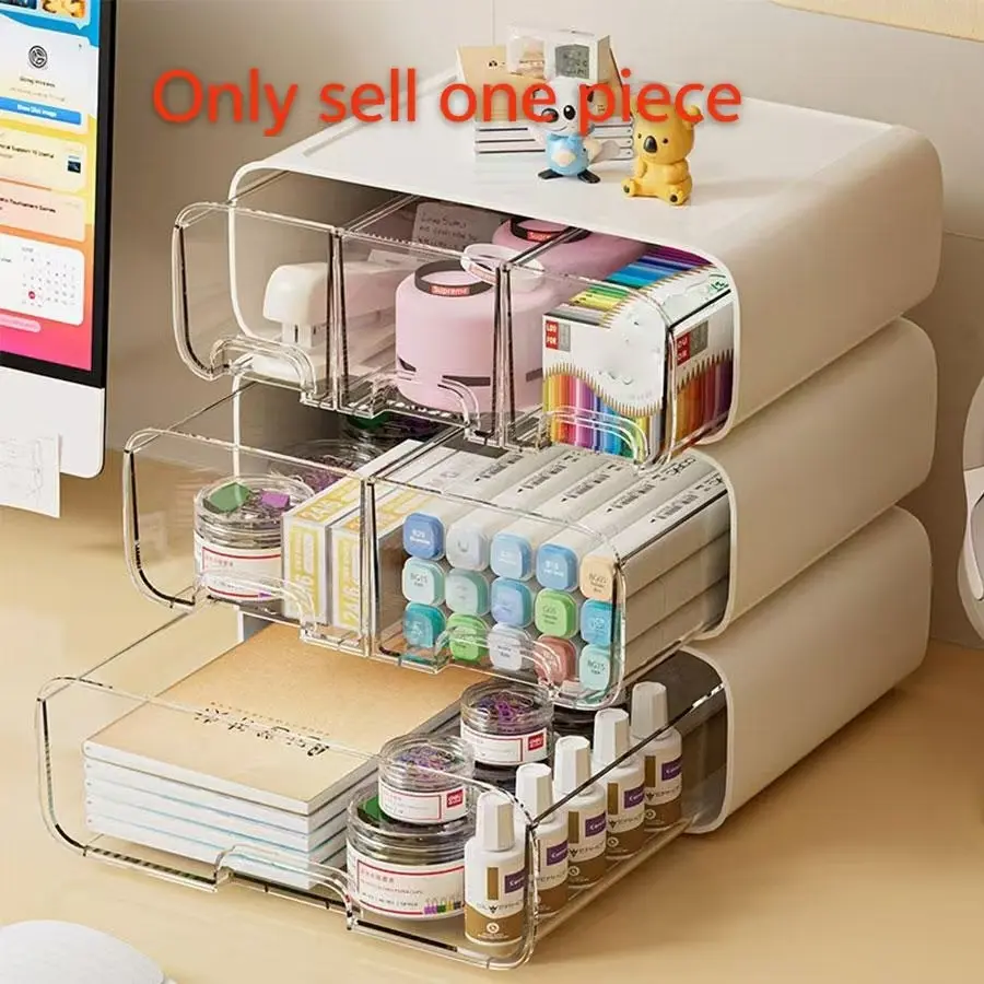 Multifunctional Desktop Storage Box, Desk Tidy, Desk Organizers, Pull-Out Cosmetic Organizer, Desk Stationery Holder, Office Supplies Container, Space-Saving Design, Desk Accessories