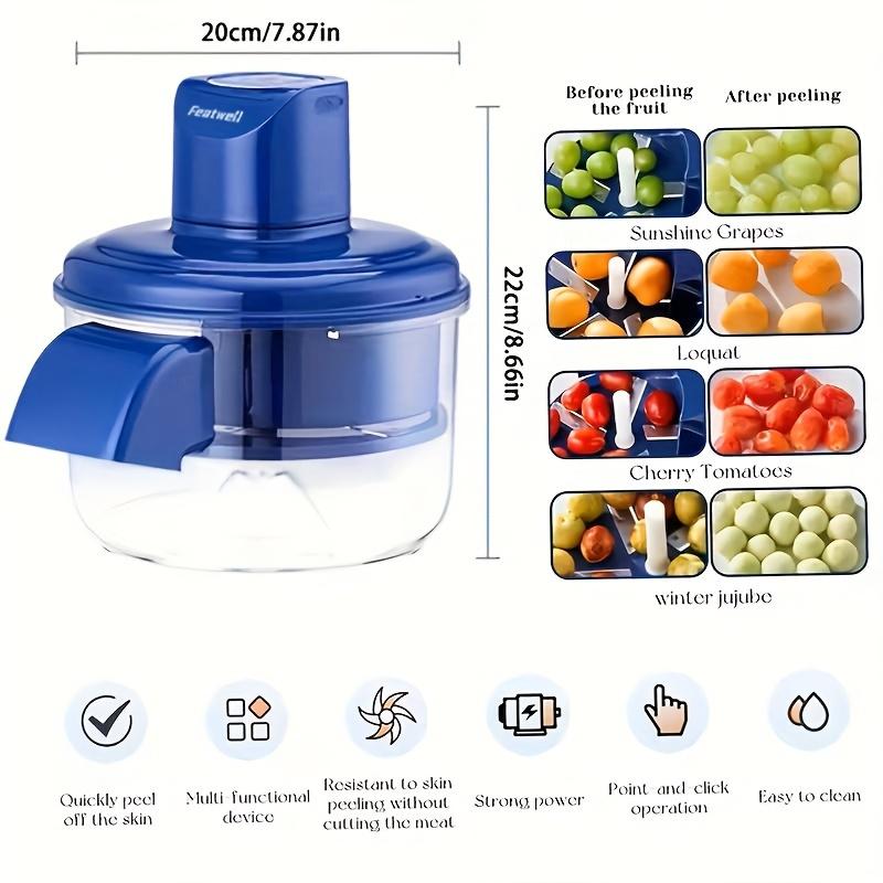Automatic Electric Grape Peeler Machine with One-Touch Operation & Adjustable Speed - Heavy-Duty Plastic Food-Safe Design, Ergonomic Handle & Compact for Effortless Peeling of Grapes, Garlic, Tomatoes, Small Fruits - Ideal for Home Kitchen,