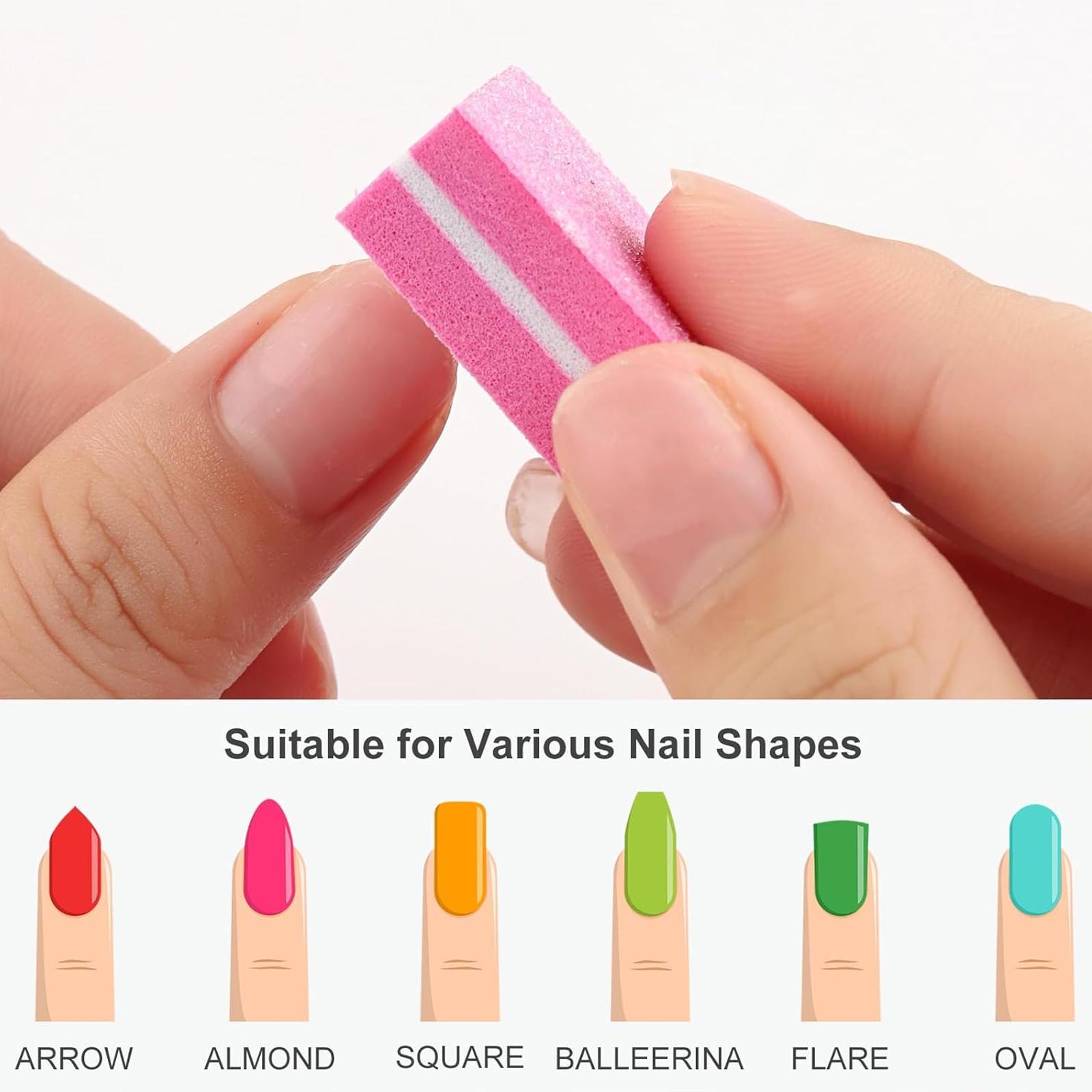 50pcs Mini Nail Buffer Blocks, 100/180 Grit Nail Files for Acrylic and Natural Nails, Bulk Pink Buffing Blocks for Professional Manicure