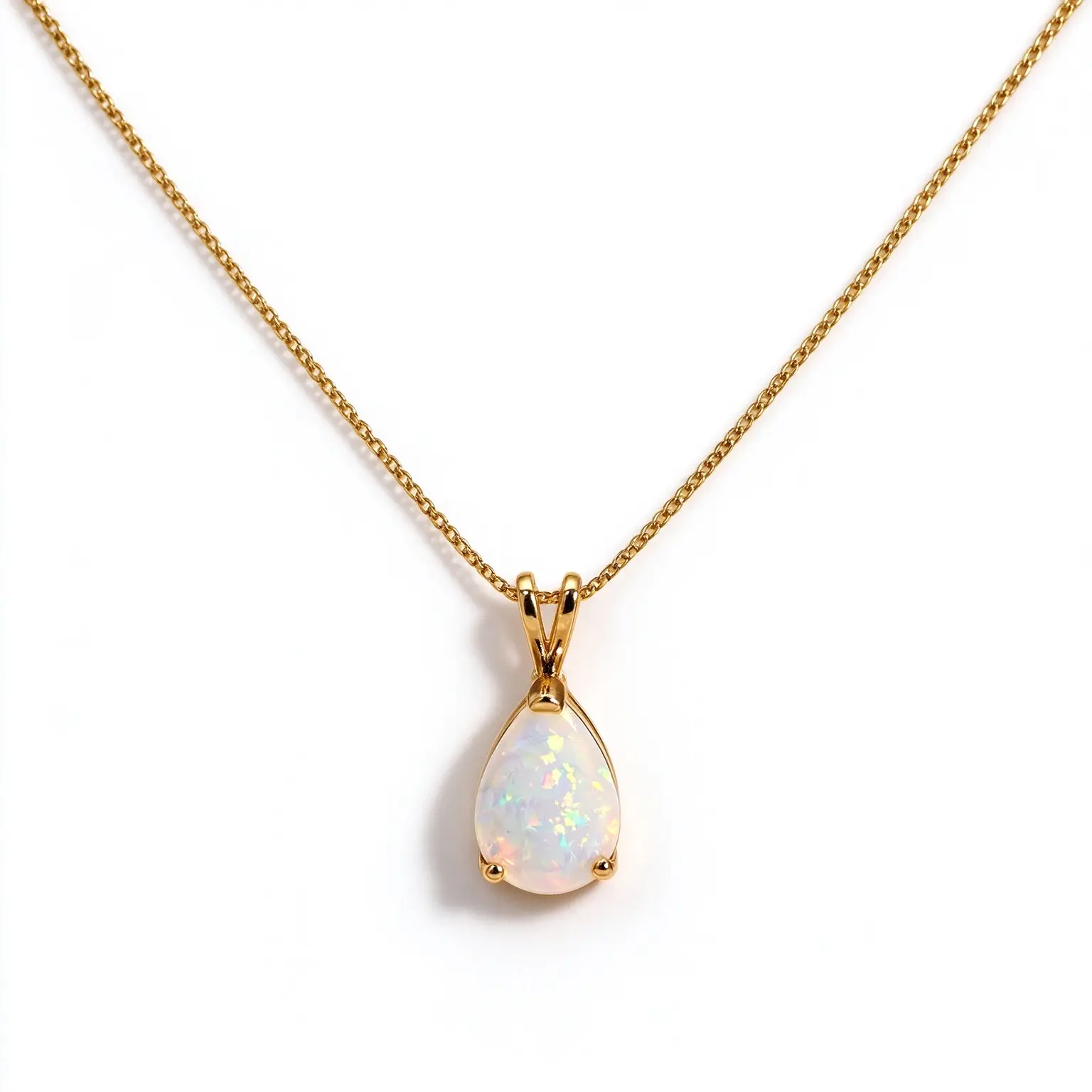 Women's Gold-Tone Hypoallergenic Necklace - 14.5mm Pear-Shaped Natural Australian Opal October Birthstone Pendant, Triple-Claw Setting, Adjustable Non Tarnish Tarnish Proof Chain, Jewelry for Women for Daily Wear & Gifting, Non Tarnish Jewelry