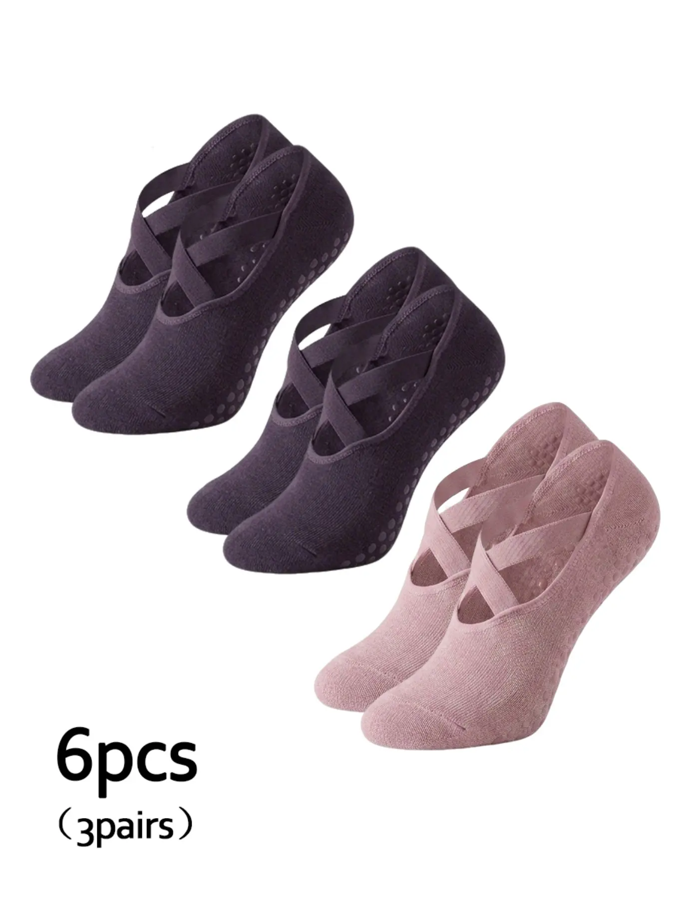🔥 5 Pairs Women's Cross Strap Yoga Socks, Non Slip Pilates Grip Socks with Silicone Dots, Breathable Soft Ballet Socks for Home Gym Barre, Multipack (3/5 Pairs Options)