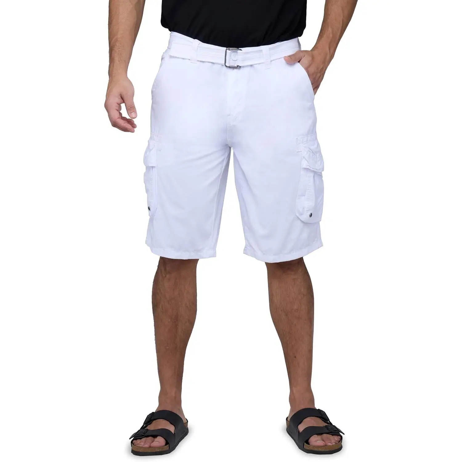 Mens Belted Cargo Shorts, Relaxed Fit Casual Knee Length 12.5" Cargo Shorts for Men (Big and Tall Shorts for Men)