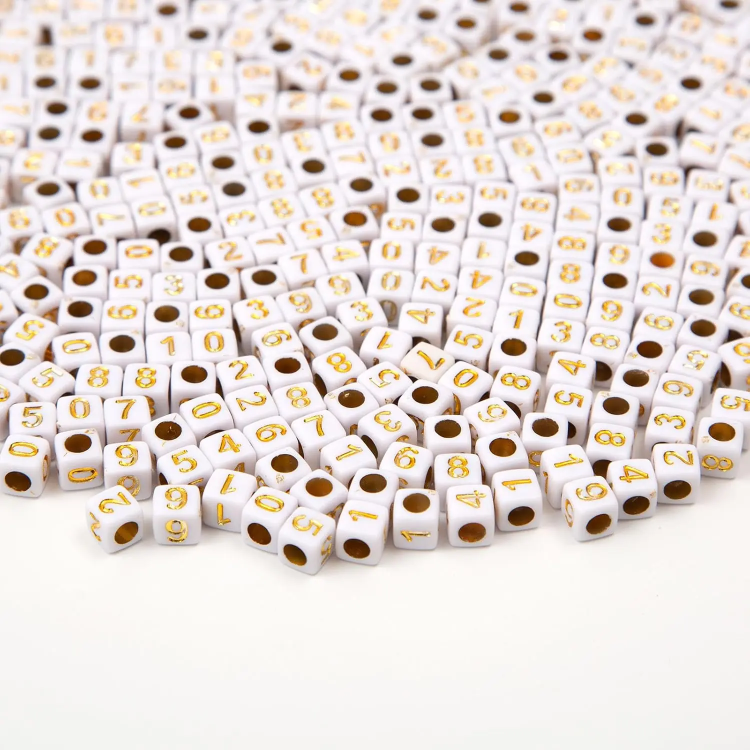1000 count Number Square Beads  6x6mm Cube Beads for  Making Alphabet ()