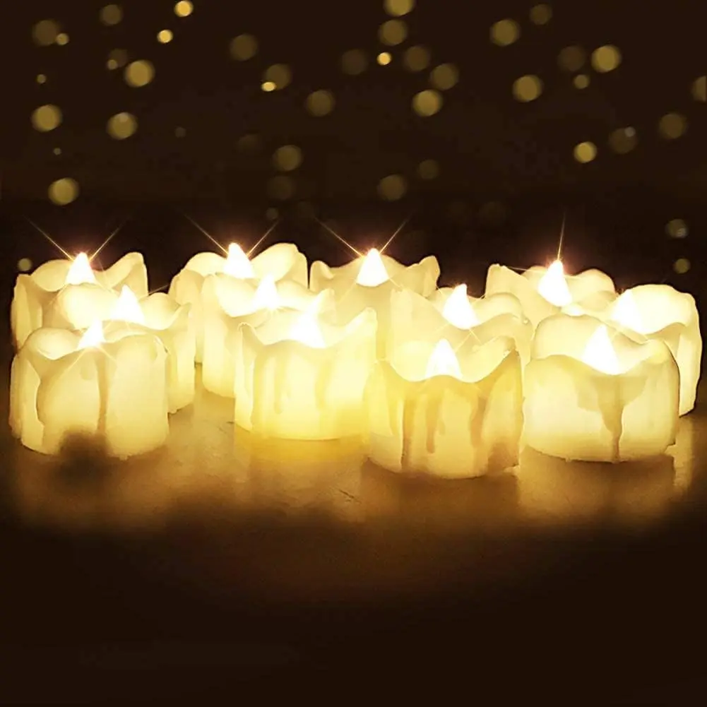 12-Pack Battery Tea Lights with Timer Built in, Auto-On 6H Daily