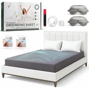 Grounding Sheets  Size - 12% Pure  Fiber & 88%   Earthing Fitted Sheet for  Sleep, Soft Breathable Conductive Grounding Bed Sheet with Grounding Cord - Grey
