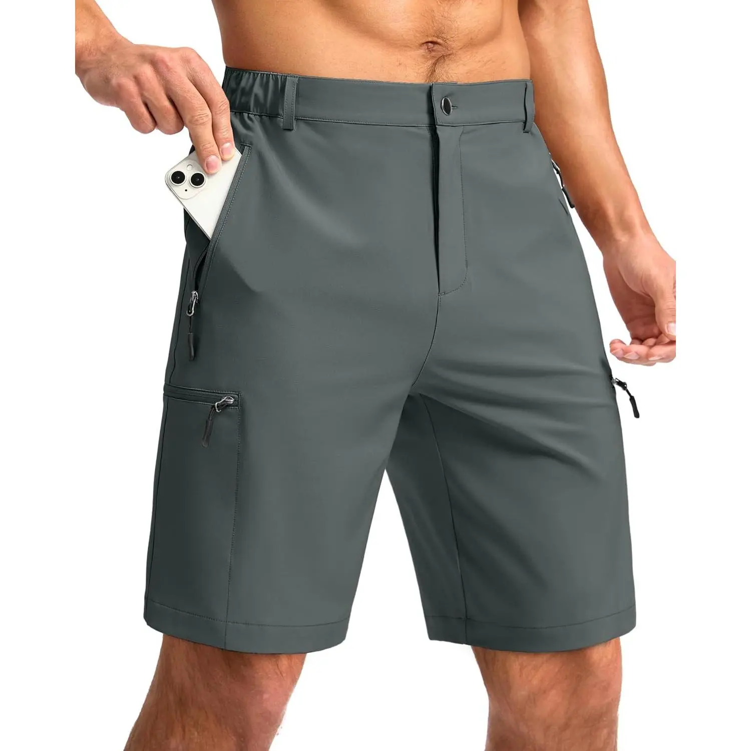 Men's Hiking Cargo Shorts with 4 Zipper Pockets, 9" Inseam, Quick Dry Lightweight Casual Work Shorts for Golf & Fishing(Gift)