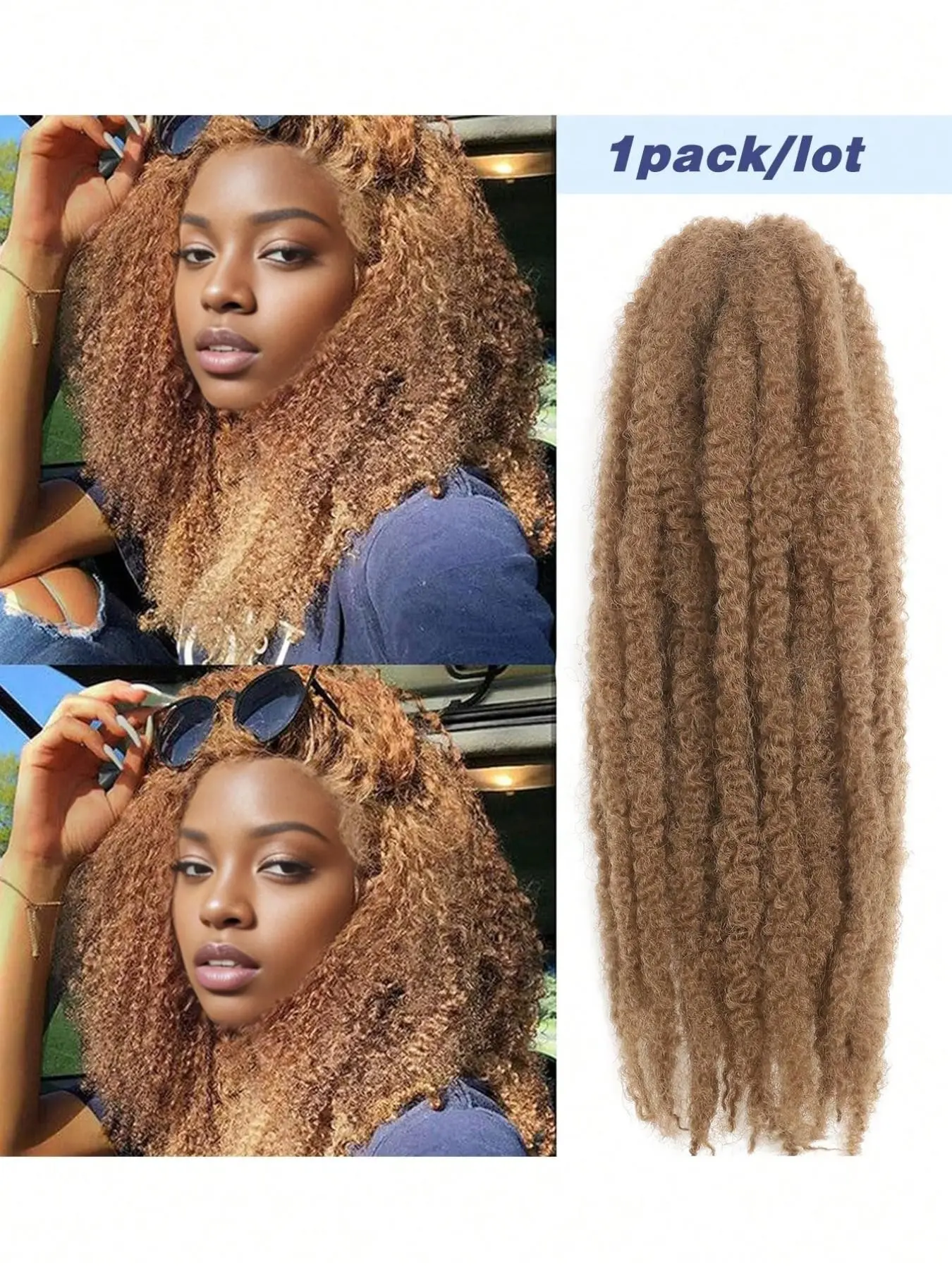 24-Inch Marley Twist Crochet Braiding Hair, Soft Long African Curly Twist Hair Extensions, Synthetic Braids in Black Brown Burgundy Curly Braided Hair for Women Used Daily Party Cosplay Halloween Christmas And New Year Gifts