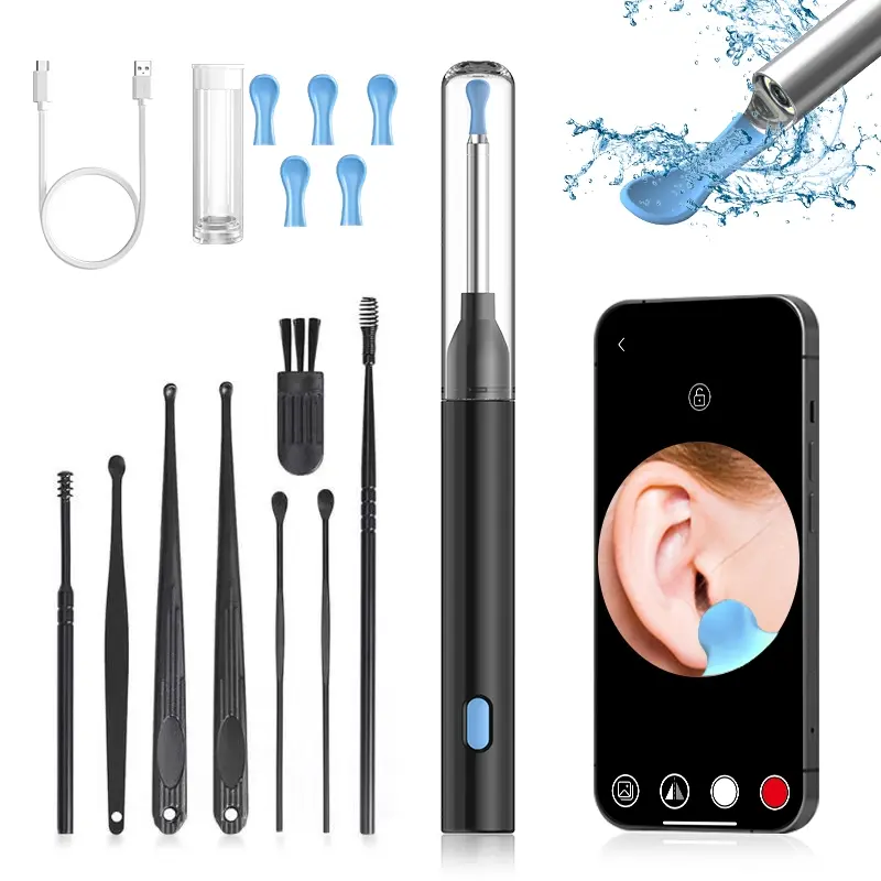 2025 Model Earwax Remover -P6 with 8-piece Earwax Removal Tool - Ear Cleaner with Camera - Earwax Removal Set with Light - Ear Camera with 6 ear Spoons - Ear Cleaner for iOS and Android Ear Pick Set