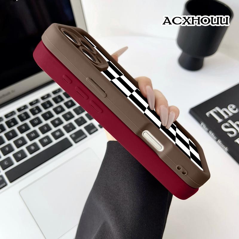 Case for iPhone 17 16 E Pro Max 15 Plus 14 13 12 11 XS XR Checkerboard Anti-Scratch Shockproof Soft Silicone Protective Cover