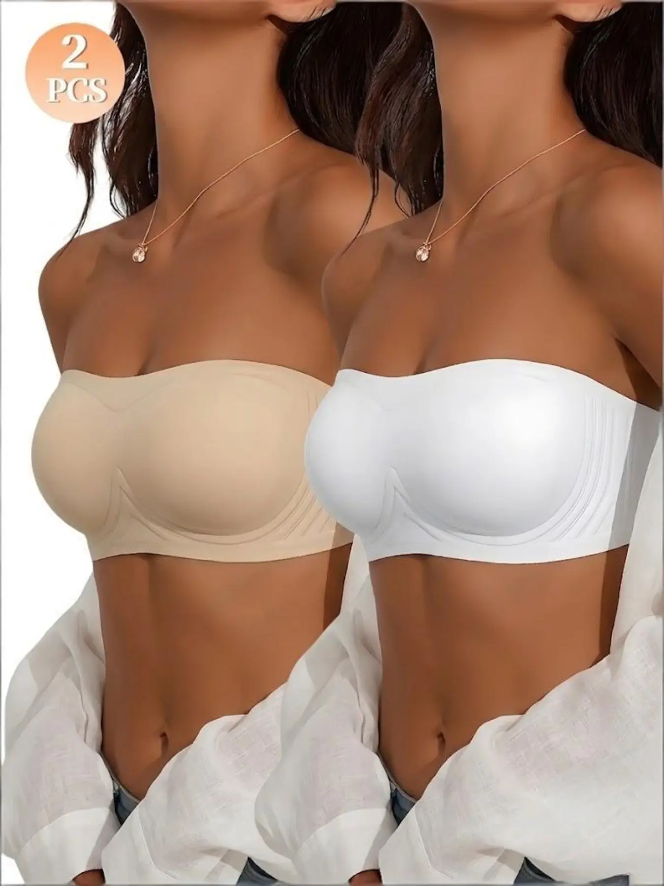 1/2/3pcs Jelly Soft Support Everyday Strapless Bra, Wireless Non-Slip Bandeau, Seamless Anti-Skid Tube Top Bra for Women, Full Coverage, Medium Support