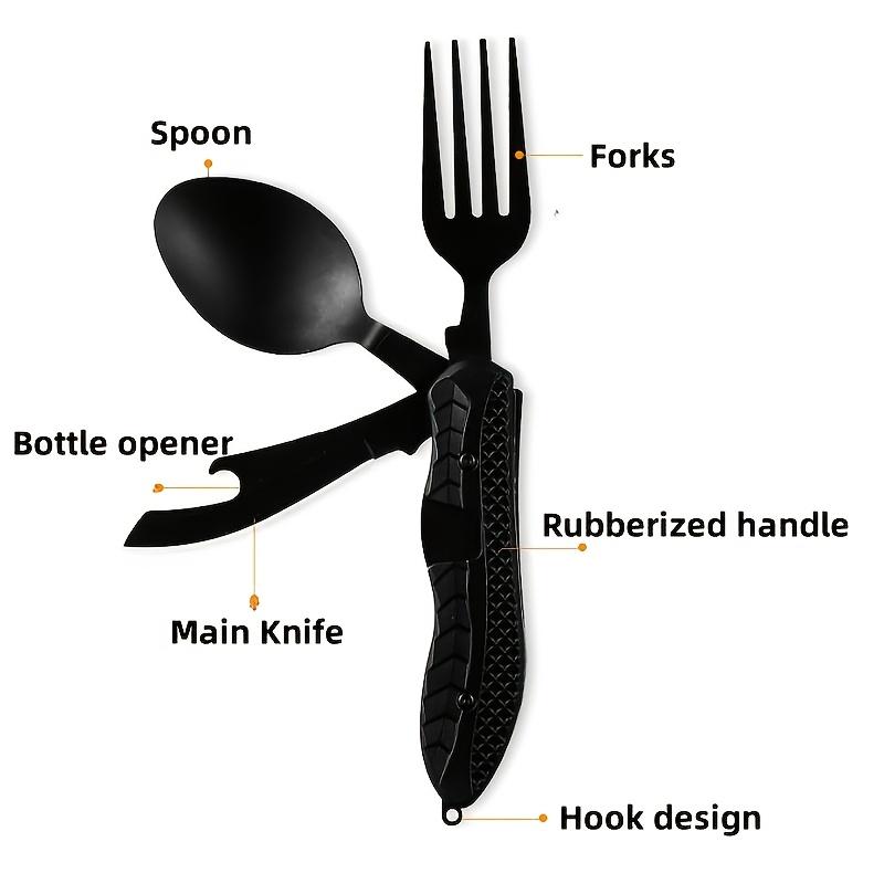 Stainless Steel Multifunctional Camping Knife, Fork And Spoon Removable Folding Knife, Fork And Spoon Set Convenient Outdoor Cutlery