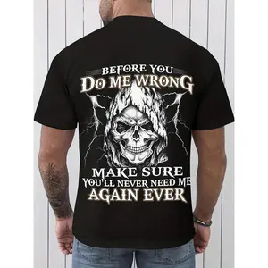 Men's Retro Grim Reaper Graphic T-Shirt, Oversized Edgy Cotton Crewneck, Casual Short Sleeve Statement Apparel for Streetwear