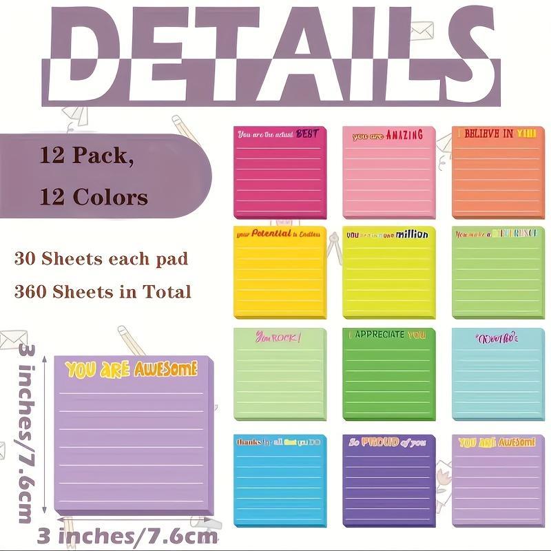 Inspirational 3x3" Sticky Notes - Encouraging & Motivational Message Pads - Perfect Appreciation Gift for Friends, Colleagues, Family, School & Office Use