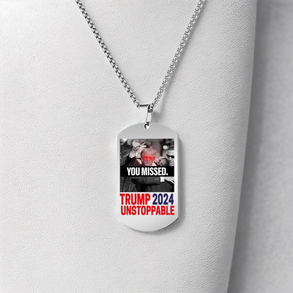 Never Stop Fighting Trump 2024 Necklace Shooting Makes Me Stronger US Flag Picture Glass Dome Pendant Necklace
