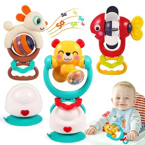 Baby Toys 6-12 Months Infant Toy Set of 3 High Chair Suction Cup Rattle Teething Toys  Babies 6 7 9 12-18 Months 2-in-1 Sensory Development Tray Toy Baby Gifts  Boys Girls