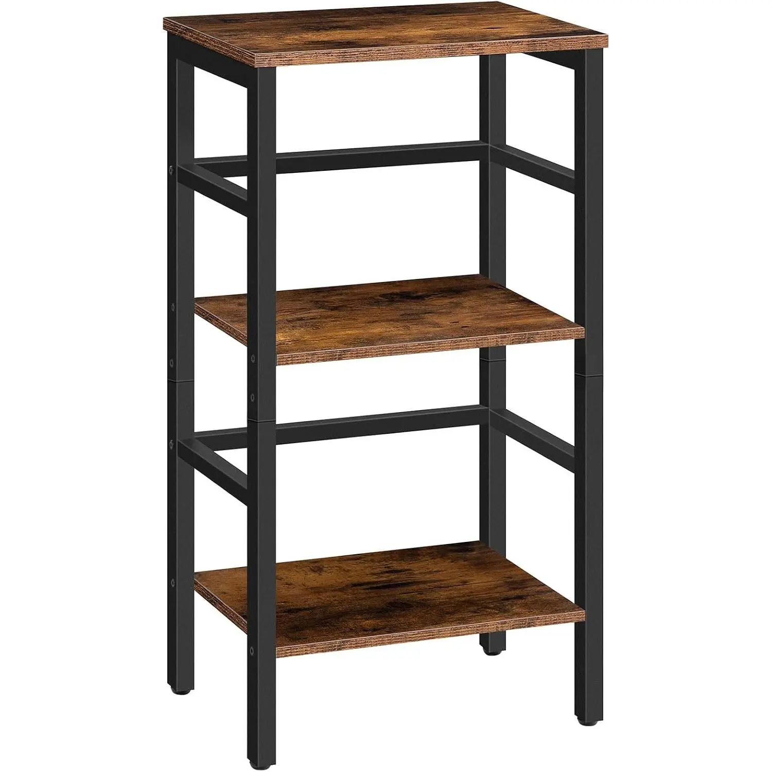 3 Tier Bookshelf, Small Narrow Bookshelf, Record Storage Rack with Side Fence, Floor-Standing Shelf Units, Narrow Display Shelf for Living Room, Bedroom, Classroom, Rustic Brown BF80CJ01G1