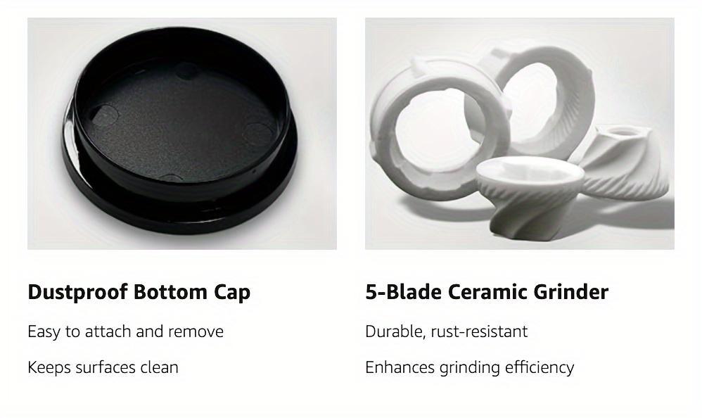 2pcs Manual Salt and Pepper Grinder Set with Adjustable Coarseness - Refillable Pepper Mill & Salt Grinders, Ceramic Core for coarse/finely ground spices, Durable Plastic for Kitchen or for hosting (Christmas, Thanksgiving, Dinner Parties