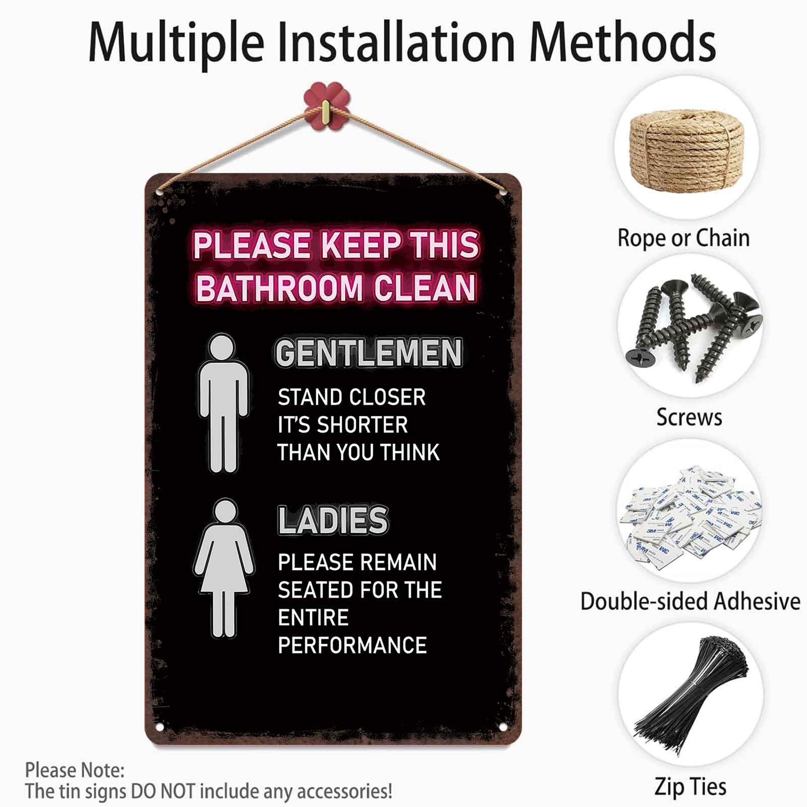 8x12 Inch Aluminum Metal Sign - "Please Keep This Bathroom Clean" Funny Gendered Toilet Rules |   Perfect for Home Bathroom, Guest Restroom, Bar, Restaurant, and Public Restrooms |   Retro Rustic Tin Plaque, Easy to Hang, Hilarious Bathroom Decor