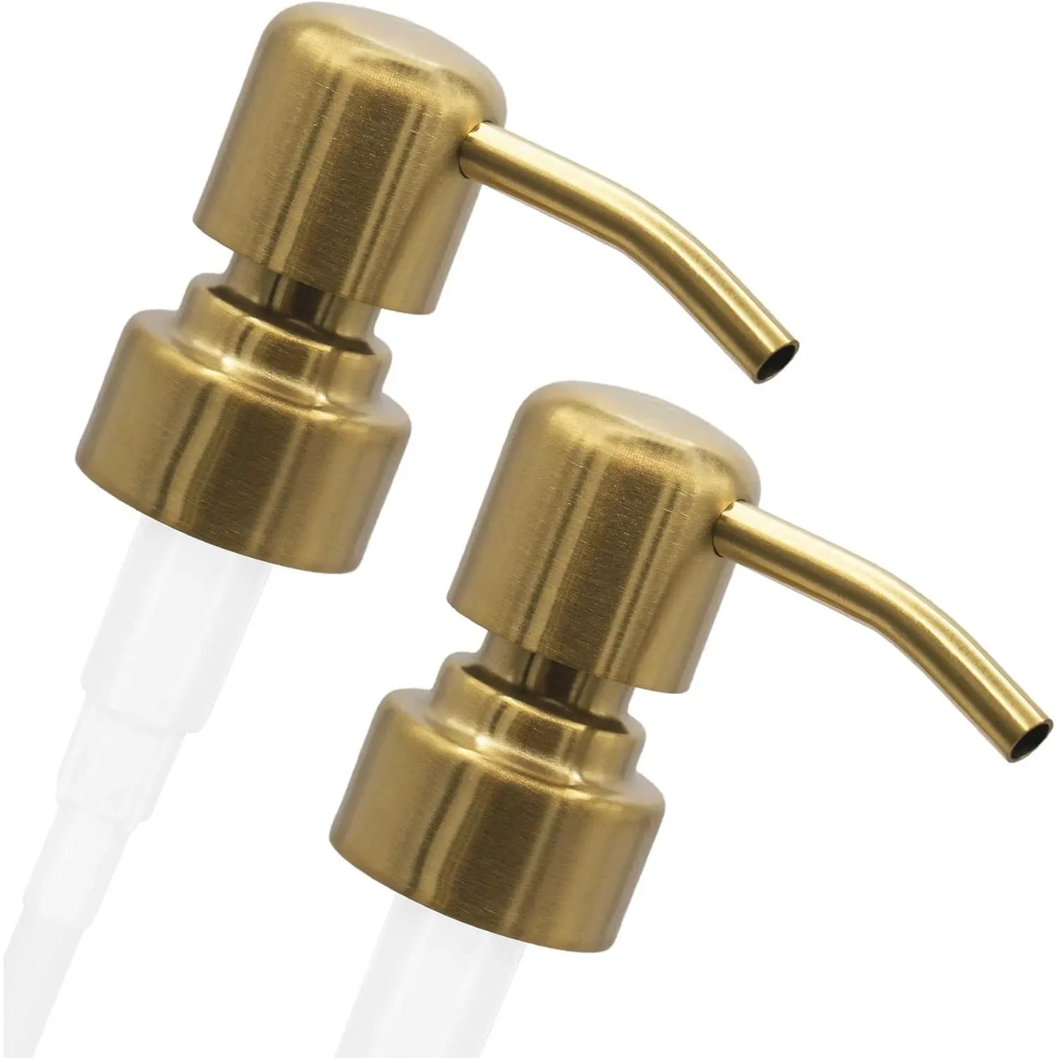 ALTGLAS Twin Pack - 2X Stainless Steel Soap Pump 'Zagreb' as Replacement for Liquid Hand Soap Dispensers (Brushed Gold) - Fits e.g. Jack Bottle