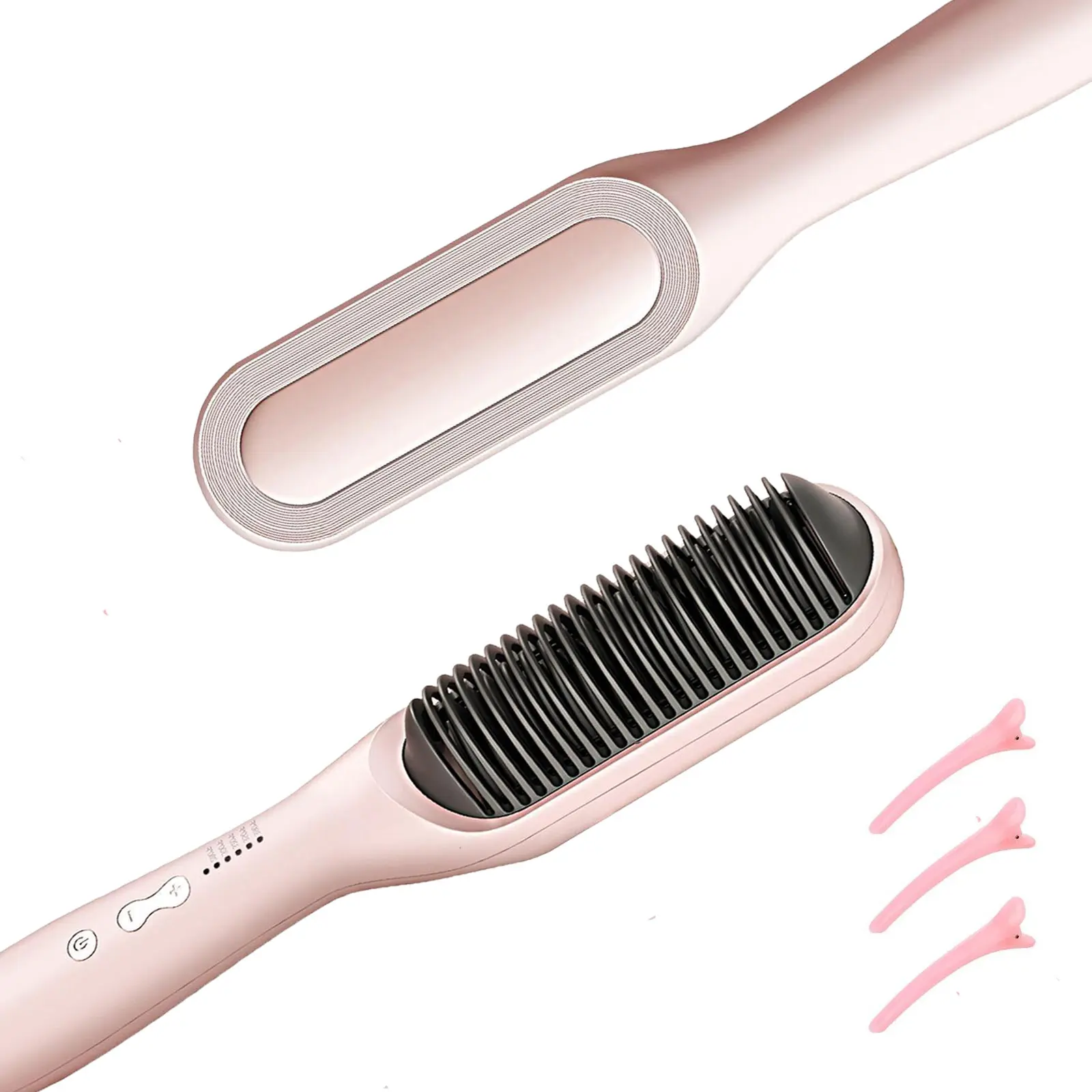 Portable Sleek Sweep Ionic Hair Straightener Brush Straightening Bristle