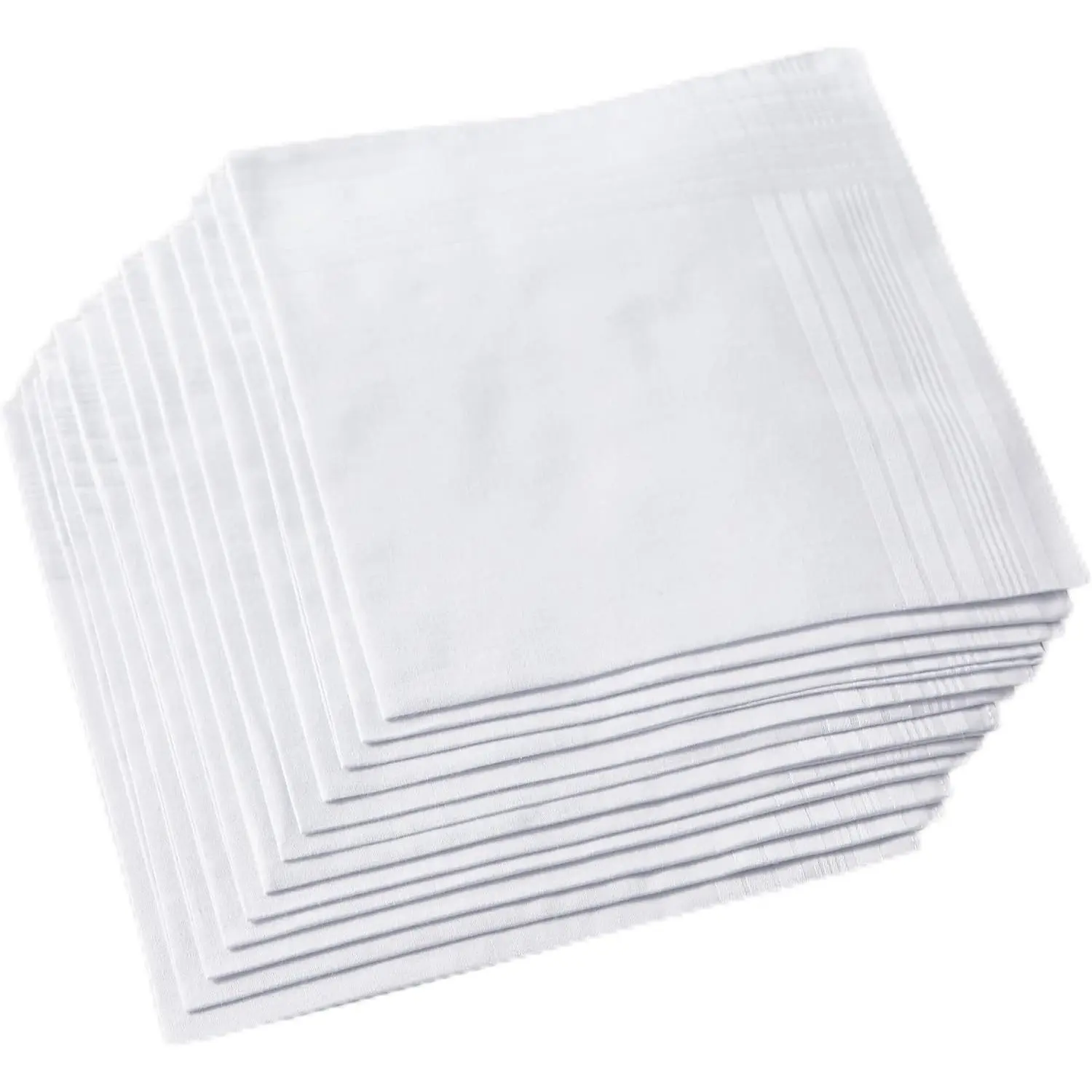Classic Men's Handkerchief, Solid White 100% Cotton Pocket Accessory, Square Shape for Everyday and Formal Wear, 1 Size
