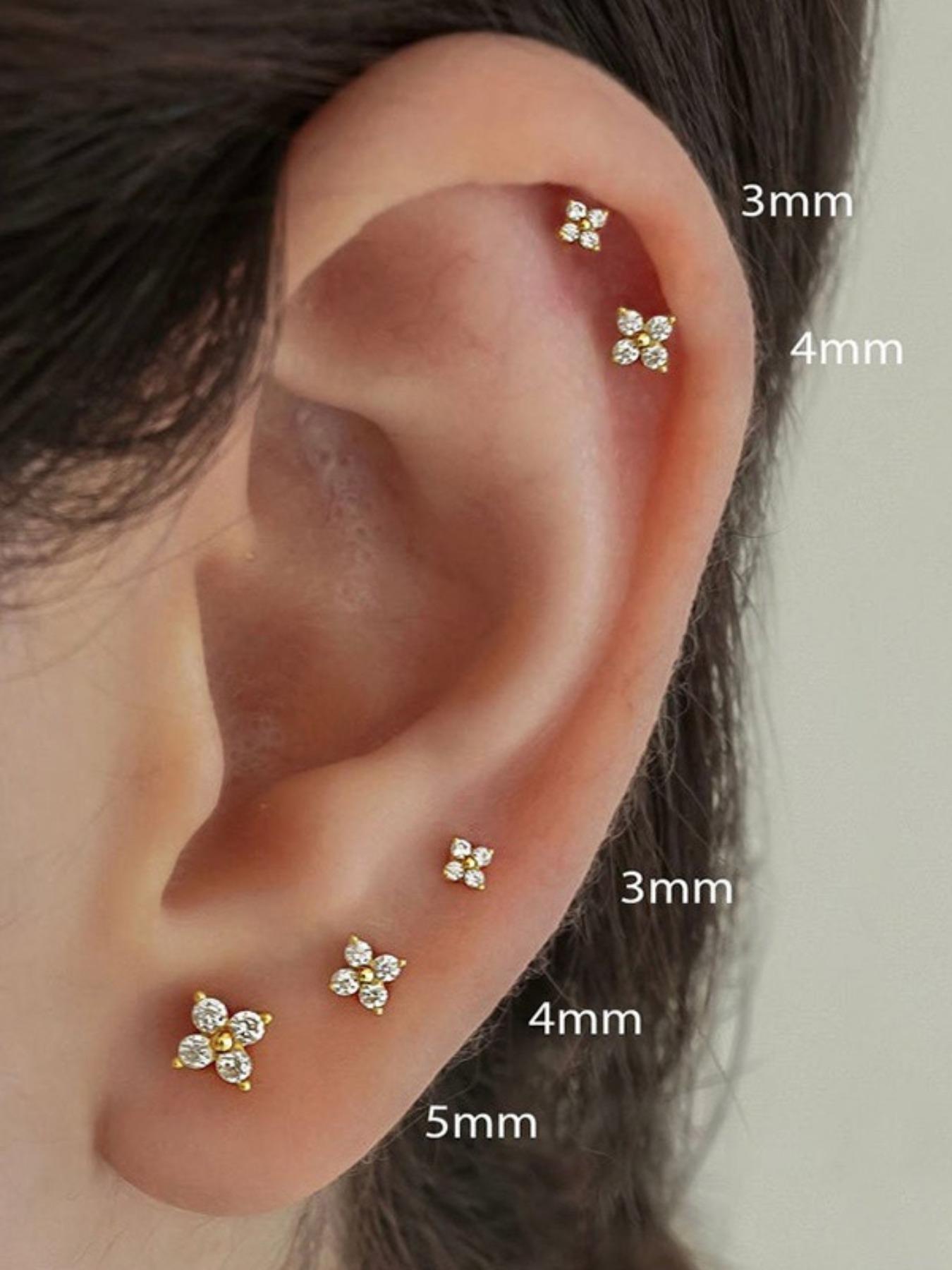 Tiny Gold Clover Design Stud Earrings, Fashionable Earrings for Women & Girls, Trendy All-match & Exquisite Jewelry for Birthday Gift